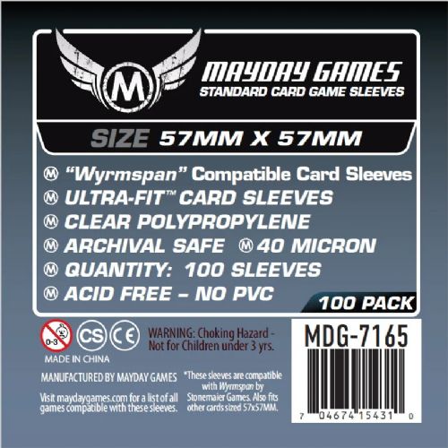 100 Mayday Games Standard Wrymspan compatible sleeves (57x57mm) MDG7165